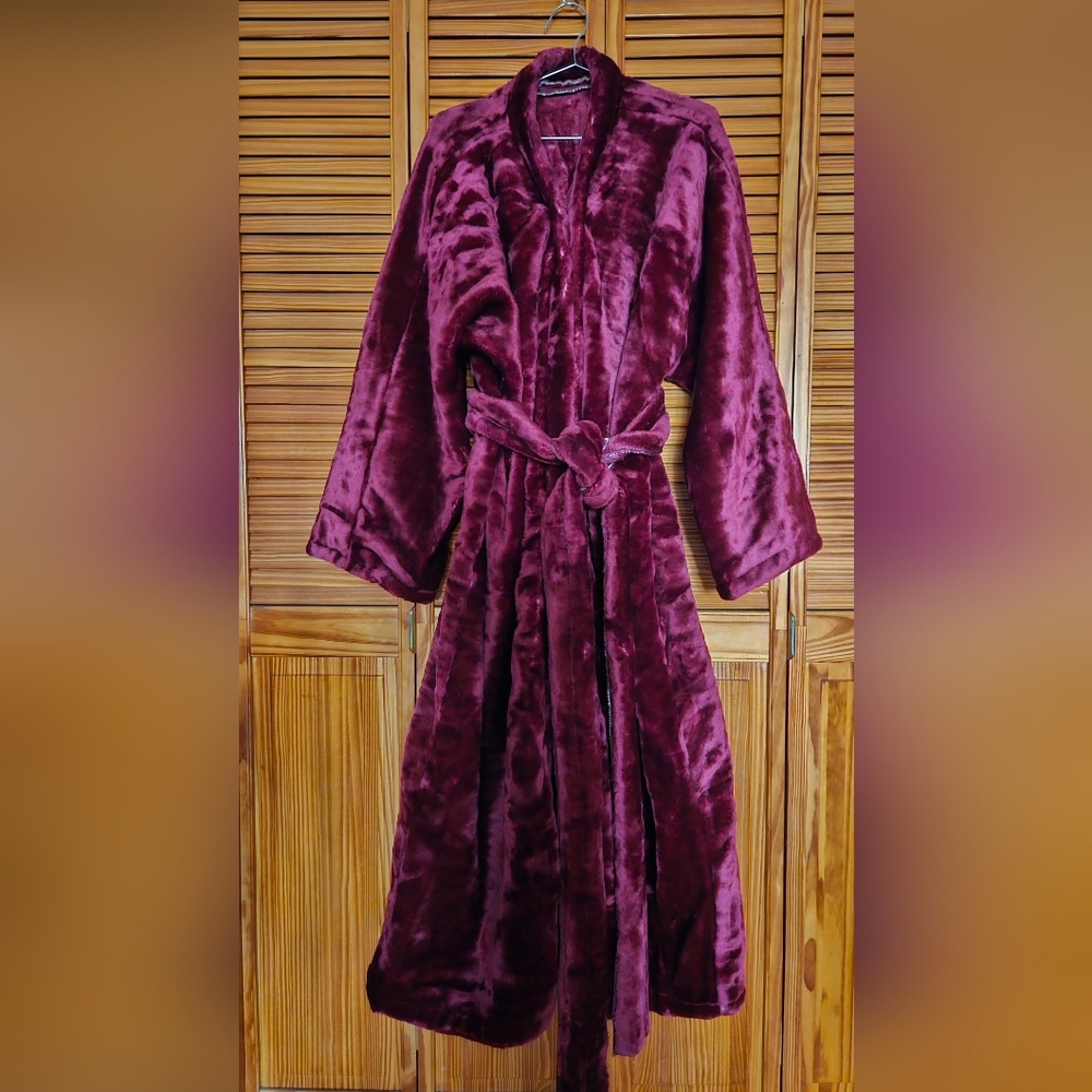 Burgundy Red Luxurious Cozy Lounge Robe One Size